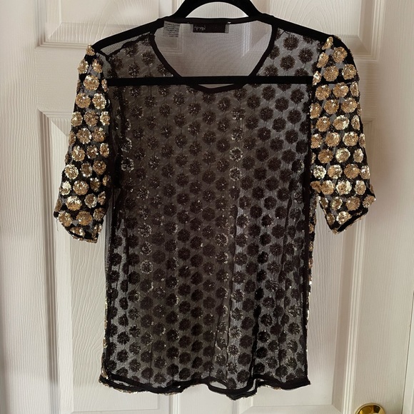 Sparkly Gold Polka Dot Sheer Top - Picture 2 of 4